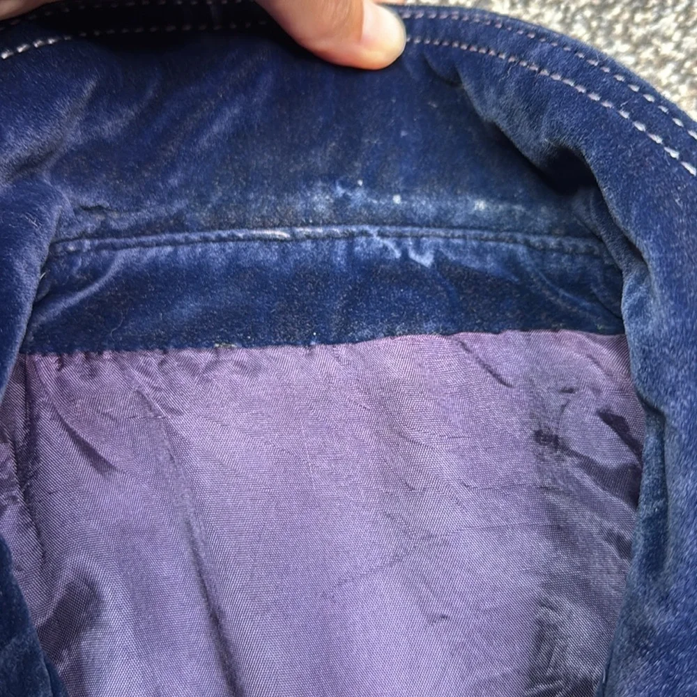 Vintage Blue Velveteen Snap Button Rockabilly Western Jacket Size Large 70s